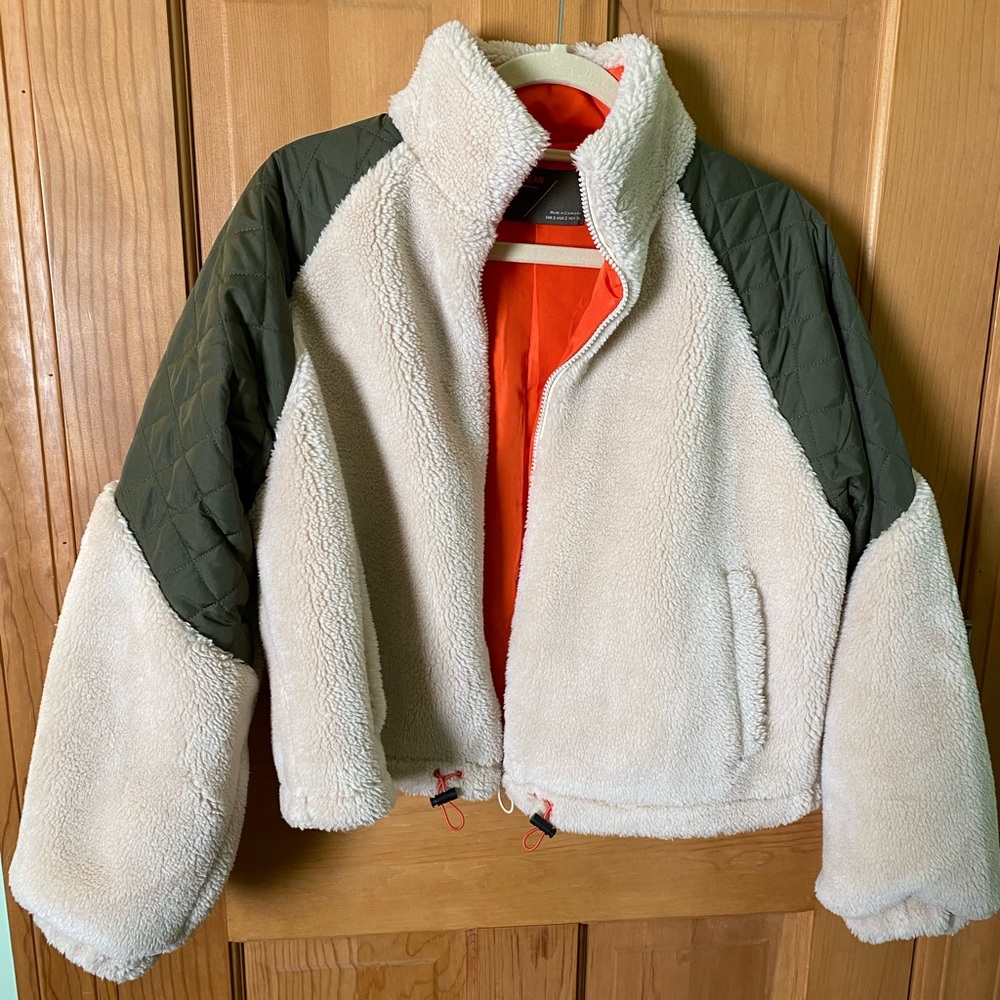 Pull & Bear teddy quilted zip jacket